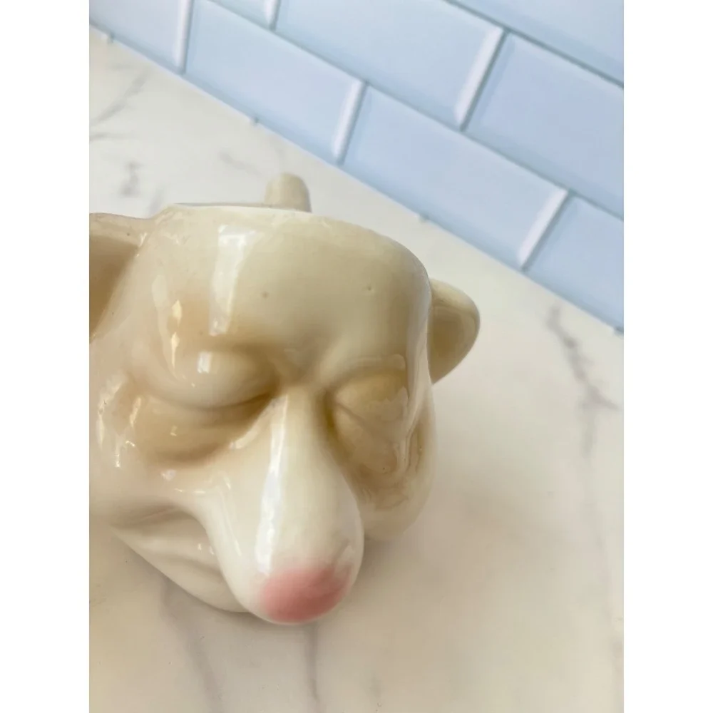 Studio‎ Pottery Egg Separator Grotesque Face Pink Nose Ceramic Boogyman